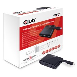 CLUB3D DOCKING STATION USB C TO HDMI 2.0 FEM +USB C FEM CHARGING MINI DOCK