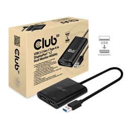 CLUB3D USB A to DisplayPort™ 1.2 Dual Monitor 4K 60Hz CSV-1477