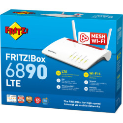 AVM FRITZBox Box 6890 LTE router inalámbrico Gigabit Ethernet Doble banda (2,4 GHz / 5 GHz) 3G 4G Rojo, Blanco 20002818