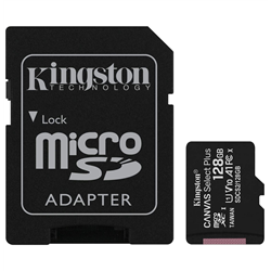KINGSTON MICRO SDHC 128GB CANVAS SELECT 80R CL10 UHS-I CON ADATTAT SDCS2/128