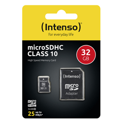 INTENSO MICRO SDHC 32GB CLASSE 10 + ADATTATORE SD 3413480