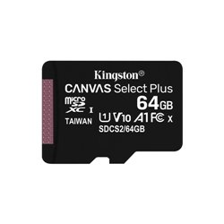 KINGSTON MICRO SDHC 64GB CANVAS SELECT 80R CL10 UHS-I CON ADATTATORE SD SDCS2/64GB
