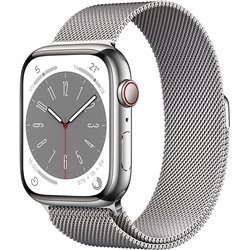 APPLE WATCH SERIES 8 GPS + CELLULAR 41MM SILVER STAINLESS STEEL CASE WITH SILVER MILANESE LOOP MNJ83TY/A