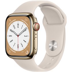 APPLE WATCH SERIES 8 GPS + CELLULAR 41MM GOLD STAINLESS STEEL CASE WITH STARLIGHT SPORT BAND - REGUL