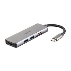 D-LINK HUB USB-C 5-IN-1 CON HDMI E LETTORE CARD SD/MICRO SD, USCITE: HDMI x1, USB 3.0 x2, SD x1, TF x1, HDMI FINO A 4K, PLUG AND