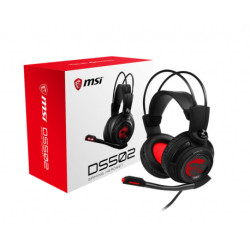 MSI DS502 7.1 Virtual Surround Sound Gaming Headset 'Black with Ambient Dragon Logo, Wired USB connector, 40mm S37-0400100-SV1