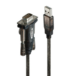 Lindy 42855 Serien-Kabel Grau, Transparent 1,5 m USB Typ-A DB-9