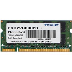 PATRIOT RAM SODIMM 2GB DDR2 800MHZ CL6 NON ECC