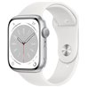 APPLE WATCH SERIES 8 GPS 45MM SILVER ALUMINIUM CASE WITH WHITE SPORT BAND - REGULAR