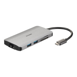 D-Link DUB-M810 Notebook-Dockingstation & Portreplikator Kabelgebunden USB 3.2 Gen 1 3.1 Gen 1 Type-C Silber