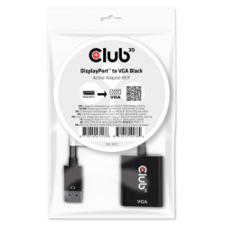 CLUB3D CAC-2013 adaptador de cabo de vídeo 0,228 m Displayport VGA Preto