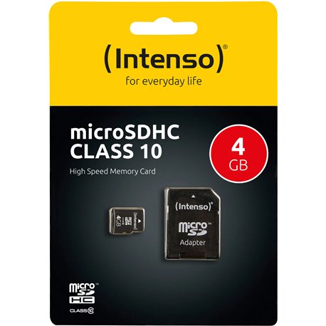 INTENSO MICRO SDHC 4GB CLASSE 10 + ADATTATORE SD