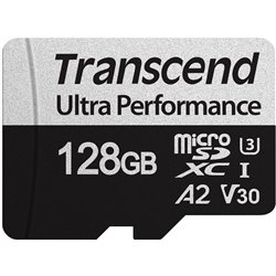 TRANSCEND MEMORY CARD 128GB microSD w/ adapter UHS-I U3 A2 Ultra Performance TS128GUSD340S