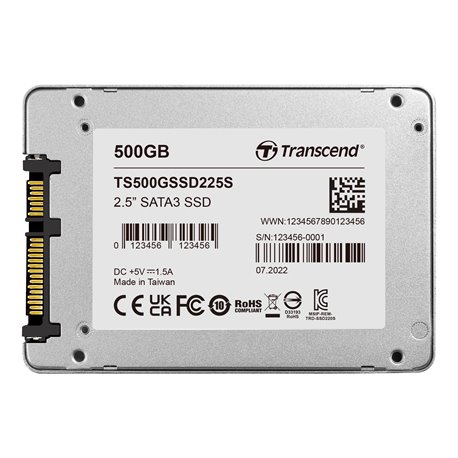 TRANSCEND SSD INTERNO 500GB, 2.5" SSD, SATA3, 3D TLC