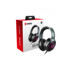 MSI IMMERSE GH50 7.1 Virtual Surround Sound RGB Gaming Headset 'Black with Ambient Dragon Logo, RGB Mystic Light S37-0400020-SV1