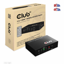 CLUB3D 3 to 1 HDMI 8K60Hz Switch chaveador KVM Preto CSV-1381