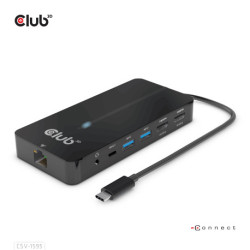 CLUB3D Type-C 7-in-1 hub with 2x HDMI, 2x USB Gen1 Type-A, 1x RJ45, 1x 3.5mm Audio, 1x USB Gen1 Type-C 100W Female port CSV-1595