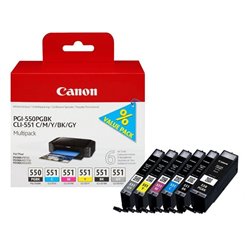 Canon Cartuccia d'inchiostro Multipack PGI-550 PGBK / CLI-551 BK/C/M/Y/GY 6496B005
