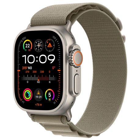 APPLE WATCH ULTRA 2 GPS + CELLULAR, 49MM TITANIUM CASE WITH OLIVE ALPINE LOOP - SMALL