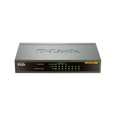 D-Link DES-1008PA Netzwerk-Switch Unmanaged Fast Ethernet 10/100 Power over Ethernet PoE Schwarz