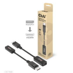 CLUB3D CAC-1088 adaptador de cabo de vídeo 0,21 m DisplayPort HDMI Preto