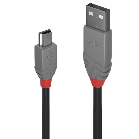 Lindy 36723 USB Kabel 2 m USB 2.0 USB A Mini-USB B Schwarz, Grau