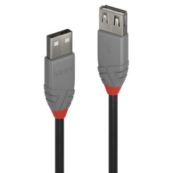Lindy 36703 cable USB 2 m USB 2.0 USB A Negro, Gris