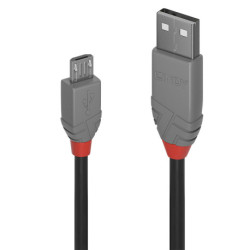 Lindy 36733 cable USB 2 m USB 2.0 USB A Micro-USB B Negro, Gris