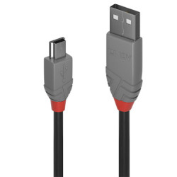 Lindy 36722 USB Kabel 1 m USB 2.0 USB A Mini-USB B Schwarz, Grau