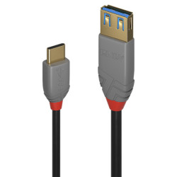 Lindy 0.15m USB 3.2 Type C to A Adapter Cable, 10Gbps, Anthra Line 36895
