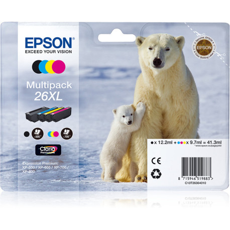 Epson Polar bear Multipack 26XL 4 colori XL : NCMG C13T26364010