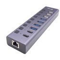 I-TE USB-A/USB-C CHARGING HUB 9PORTE CON LAN E POWER ADAPTER 60 W CACHARGEHUB9LAN